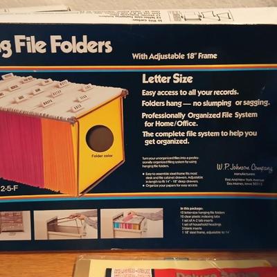 Office supplies - Hanging file folders, and more