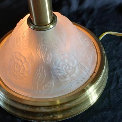 Beautiful, frosted glass lamp with Roses - With night-light base