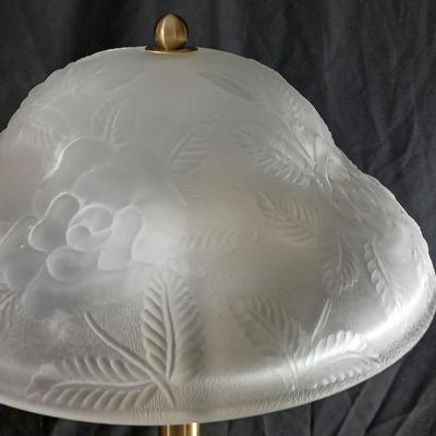 Beautiful, frosted glass lamp with Roses - With night-light base