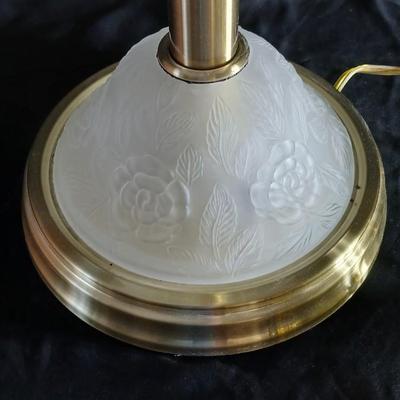 Beautiful, frosted glass lamp with Roses - With night-light base