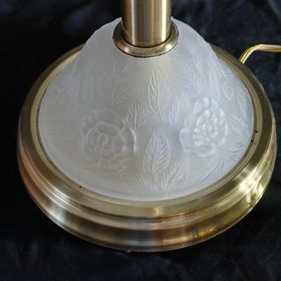 Beautiful, frosted glass lamp with Roses - With night-light base