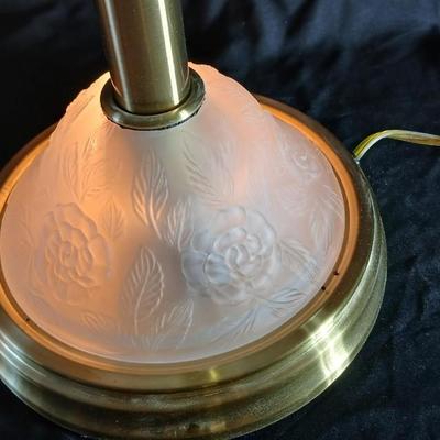 Beautiful, frosted glass lamp with Roses - With night-light base