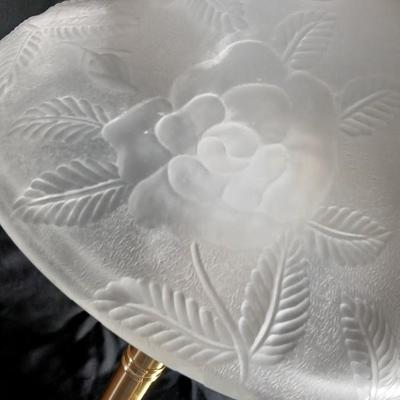 Beautiful, frosted glass lamp with Roses - With night-light base