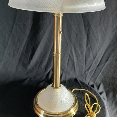 Beautiful, frosted glass lamp with Roses - With night-light base