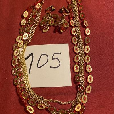 Necklace and Pierced Earrings