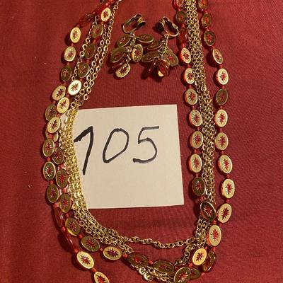 Necklace and Pierced Earrings