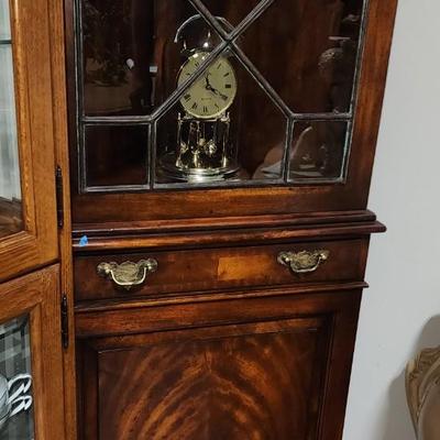 Crotch Mahogany Corner Bookcase Display