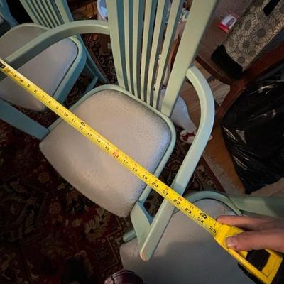 Lot 112 - 6 Green Dining Room Chairs Wooden with Vinyl Seats