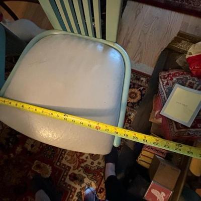 Lot 112 - 6 Green Dining Room Chairs Wooden with Vinyl Seats