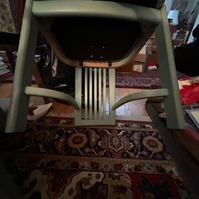 Lot 112 - 6 Green Dining Room Chairs Wooden with Vinyl Seats
