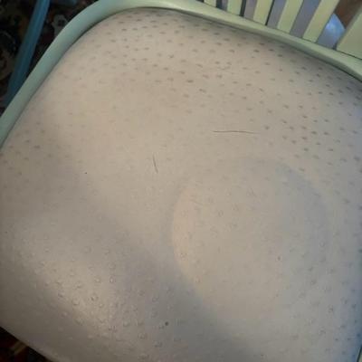 Lot 112 - 6 Green Dining Room Chairs Wooden with Vinyl Seats