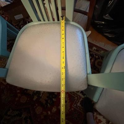 Lot 112 - 6 Green Dining Room Chairs Wooden with Vinyl Seats