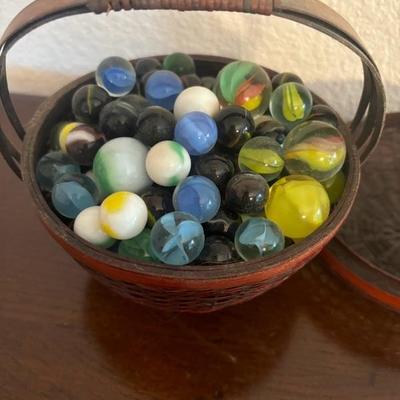 Lot 33 - Basket of Vintage Marbles