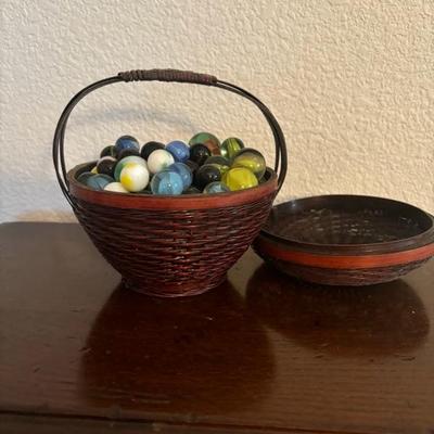Lot 33 - Basket of Vintage Marbles