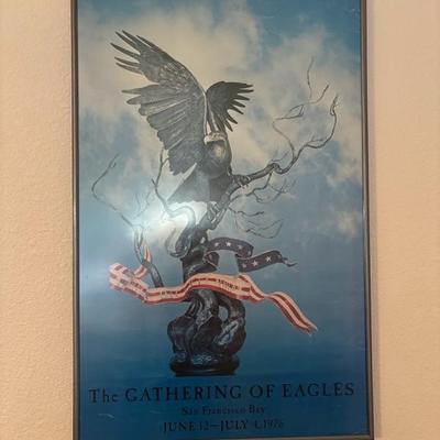 Lot 72 - Framed Gathering of Eagles San Francisco Bay Poster