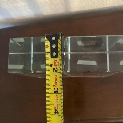 Lot 73 - Heavy Glass Feather Book Ends Paperweights