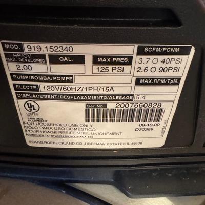 239 Craftsman 2Hp Electric Air Compressor