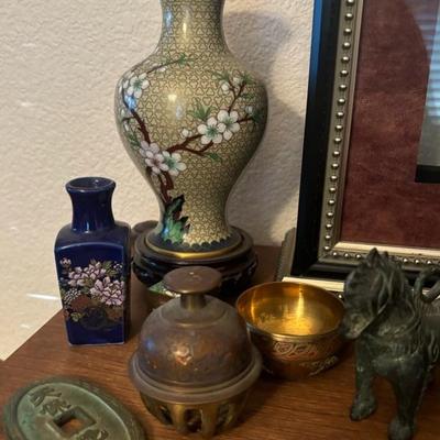 Lot 74 - Bronze Buddha, Vase, Bronze Lion Figures, more