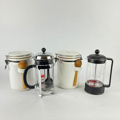 192 Two French Coffee Press with Two Coffee Canisters