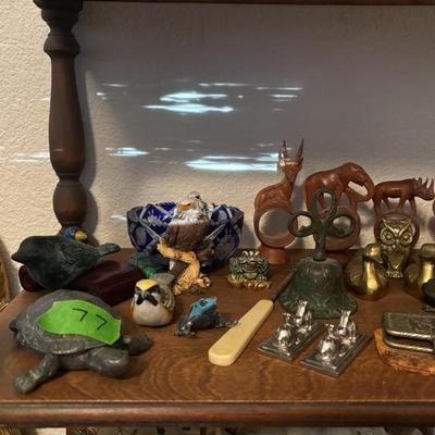 Lot 77 - Shelf of Animals, Wooden, Bronze, Fur