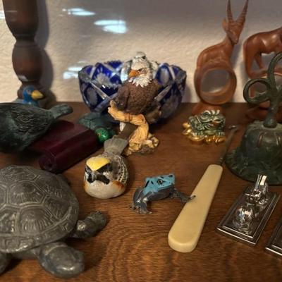 Lot 77 - Shelf of Animals, Wooden, Bronze, Fur