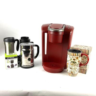206 Keurig Coffee Maker and Nespresso Frothier with Mugs