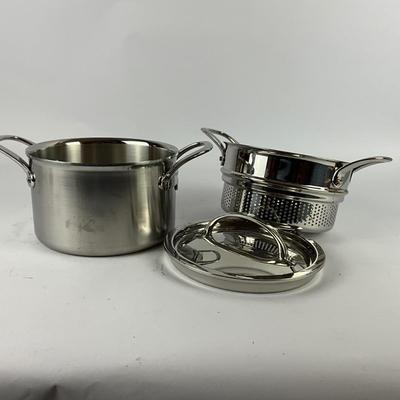 219 Like New Williams Sonoma Stainless Steamer Thermo Clad Soup Pot