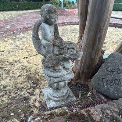 Lot 88 - Vintage Garden Concrete Statue Cherub Dolphin