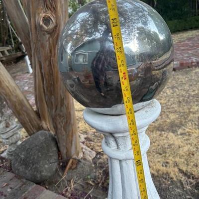 Lot 91 - White Cement Pedestal and Mirror Garden Ball