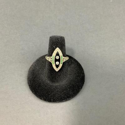 -1- RING | Art Deco Ring With Colored Stones & Diamond Center Stones