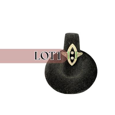 -1- RING | Art Deco Ring With Colored Stones & Diamond Center Stones