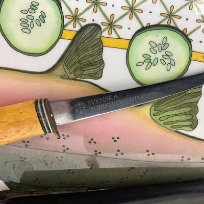 271 Large Inox Stainless Fish Poacher Pan with Tray, Cookbooks, Svenska Fish Knife, Lemon Squeezers