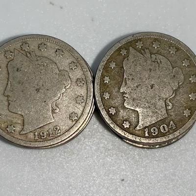 Lot of 12 Unsearched Barber “V” Nickels