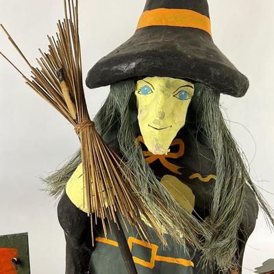 274 Halloween Lot with Paper Mache Witch, Slate Wall Hanging