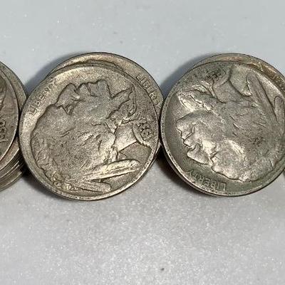 Lot of 40 Mixed Date Buffalo Nickels