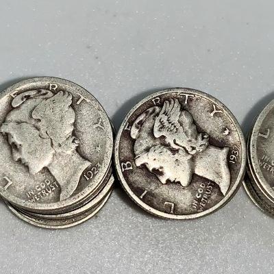 Lot of 40 Mixed Date Mercury Dimes