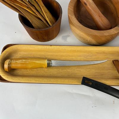 282 Wooden Tray and Spreaders , Cheese Boards and Fish Filet Knife