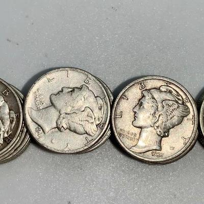 Lot of 40 Mixed Date Mercury Dimes