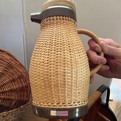 287 Large Basket lot with Thermos