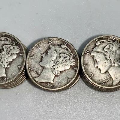 Lot of 50 Mixed Date Mercury Dimes