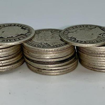 Lot of 32 Mixed Date Barber Dimes