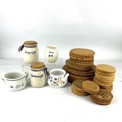 296 Large Cork Trivets and Coasters with Pottery Cork sealed containers