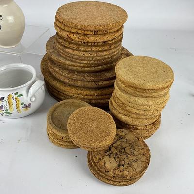 296 Large Cork Trivets and Coasters with Pottery Cork sealed containers