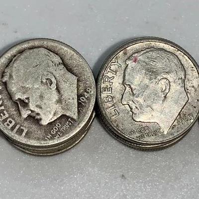 Lot of 40, 1946-64 Roosevelt Dimes