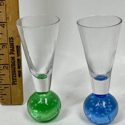 Murano Bullicante Controlled Bubble Vintage Shot Glasses