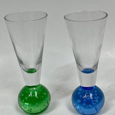 Murano Bullicante Controlled Bubble Vintage Shot Glasses