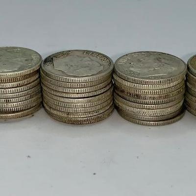 Lot of 50, 1946-64 Roosevelt Dimes