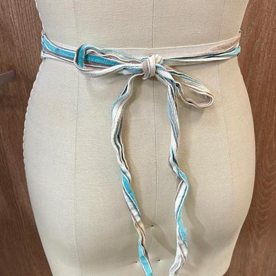 Vintage Apron striped turquoise, brown white stripes