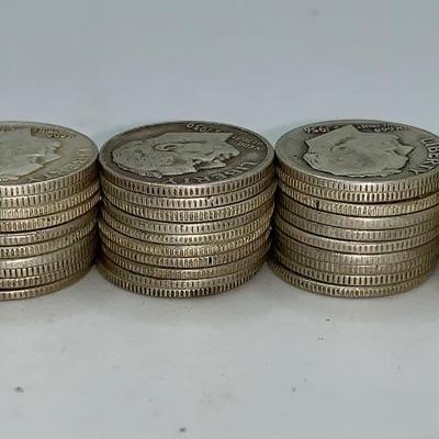 Lot of 50, 1946-64 Roosevelt Dimes