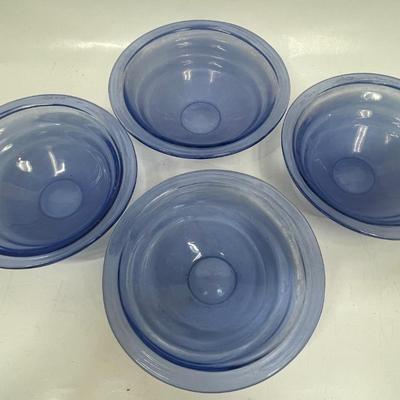 Medium Blue Blown Glass Bowl 4 ct